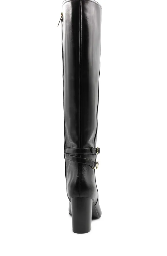 Adriana Knee High Block Heel Leather Boot