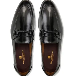 Alessio Slip On Black Bit Loafer Black Leather
