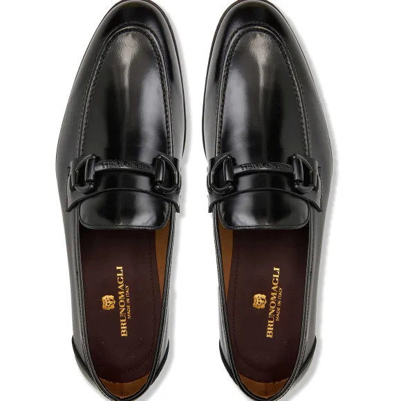 Alessio Slip On Black Bit Loafer Black Leather