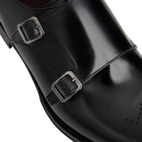 Alfeo Double Monk Strap-Black