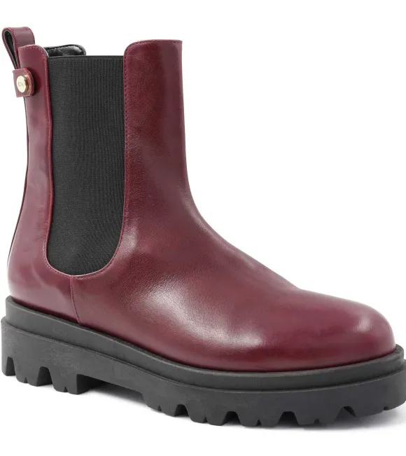 Alma Chunky Leather Chelsea Boot - Bordeuax