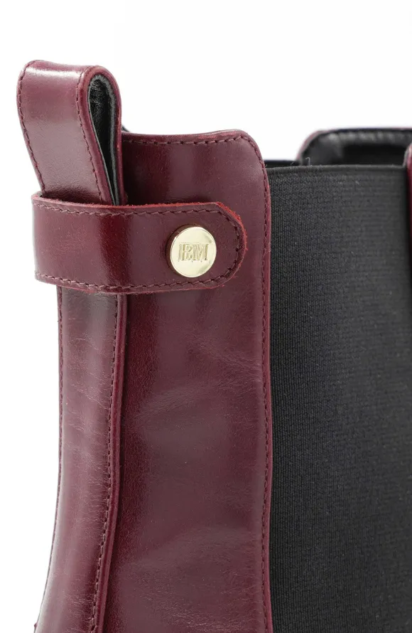 Alma Chunky Leather Chelsea Boot - Bordeuax