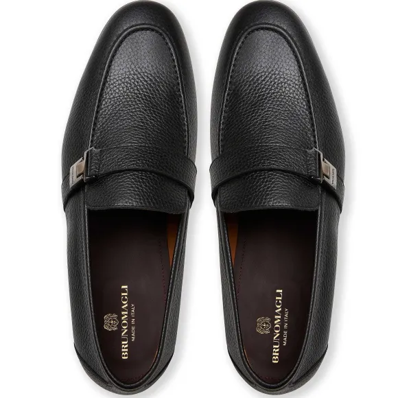 Arlo Slip On Side Bit Loafer Black Leather