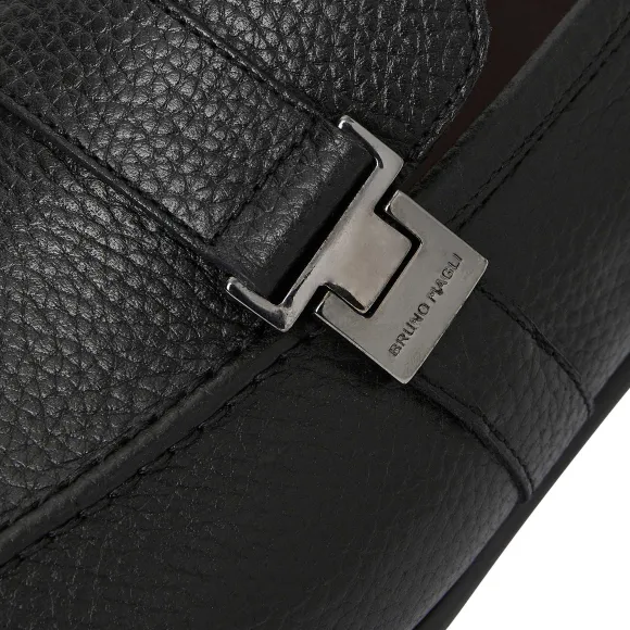 Arlo Slip On Side Bit Loafer Black Leather