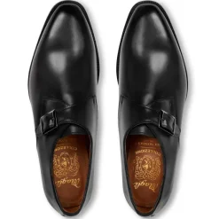 Collezione Vilante Leather Single Strap Monk Loafer-Black