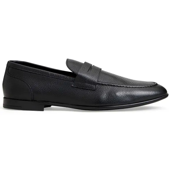 Lastra Slip-On Leather Loafer-Black