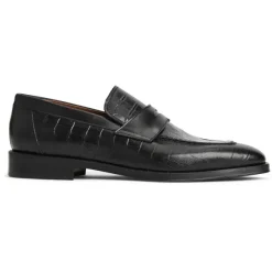 Nathan Penny Loafer- Black Croc