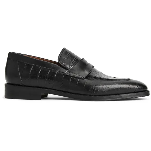 Nathan Penny Loafer- Black Croc