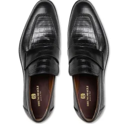 Nathan Penny Loafer- Black Croc