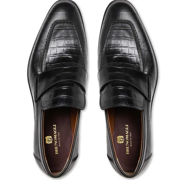 Nathan Penny Loafer- Black Croc