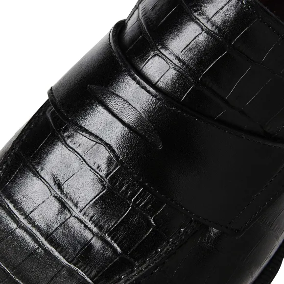 Nathan Penny Loafer- Black Croc