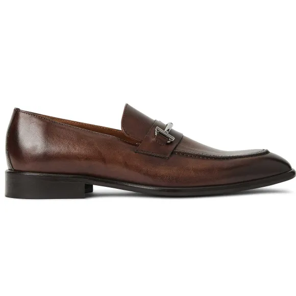 Sante Double Gore Classic Bit Leather Loafer-Brown