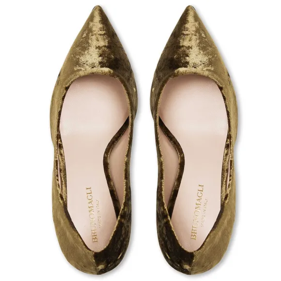 Telma Pointed Toe Pump- Olive Velvet