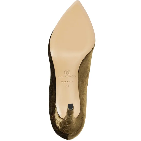 Telma Pointed Toe Pump- Olive Velvet