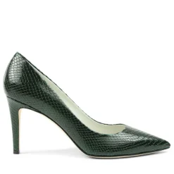 Telma Snake-Print Leather Pointed-Toe Pump - Emerald