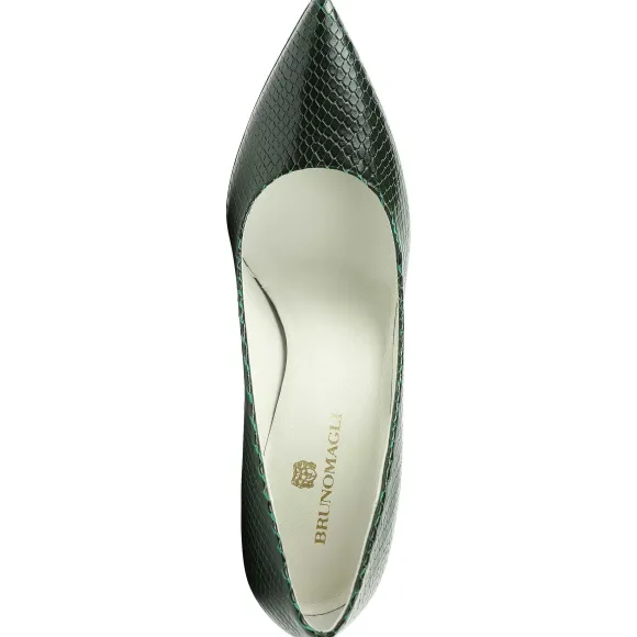 Telma Snake-Print Leather Pointed-Toe Pump - Emerald