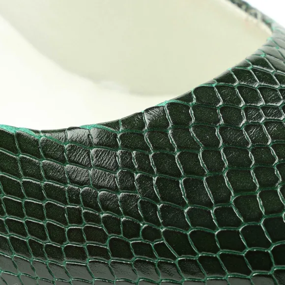 Telma Snake-Print Leather Pointed-Toe Pump - Emerald