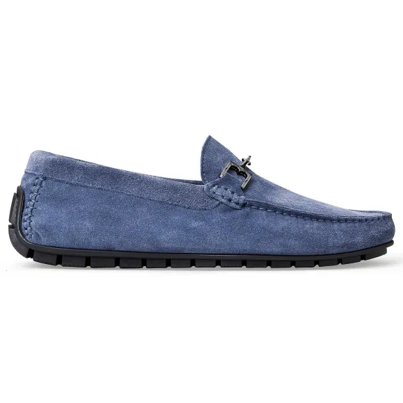 Xander Casual Suede Driving Moccasin-Light Blue