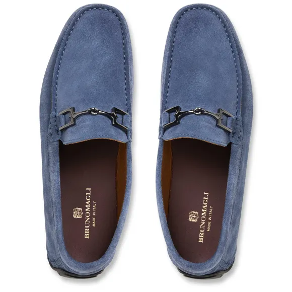 Xander Casual Suede Driving Moccasin-Light Blue