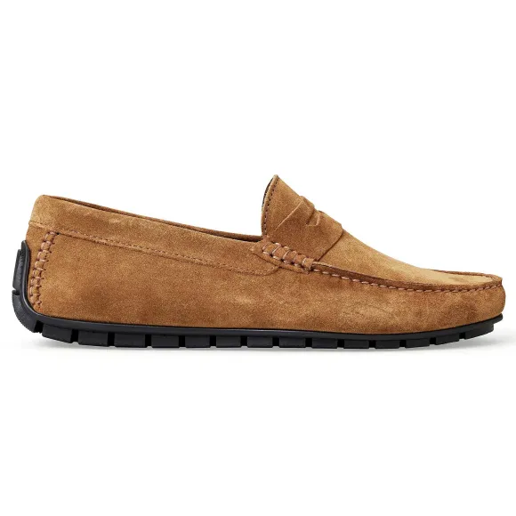 Xane Casual Suede Slip-On Driving Moccasin-Cognac