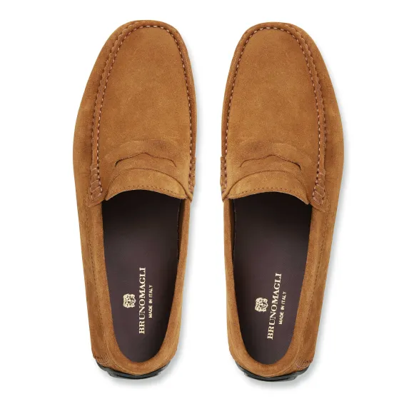 Xane Casual Suede Slip-On Driving Moccasin-Cognac