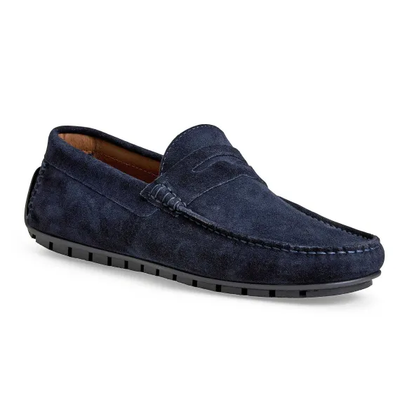 Xane Casual Suede Slip-On Driving Moccasin-Navy