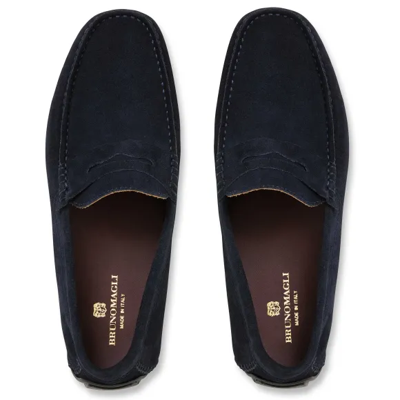Xane Casual Suede Slip-On Driving Moccasin-Navy